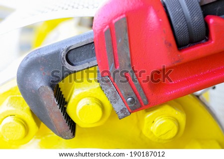Pipe wrench or plier wrench, Tools equipment for use in heavy job