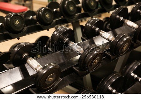 Room with gym equipment in the sport club, sport club gym , Health and recreation room