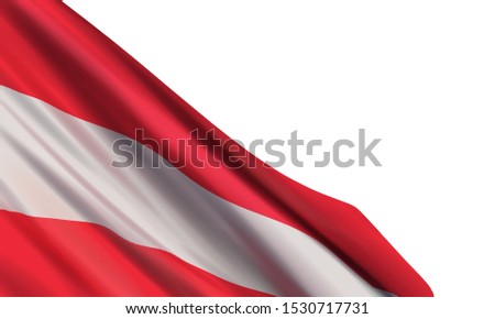 Background with a realistic flag of Austria isolated on a white background. Vector element for Austria National Day, 26 October.