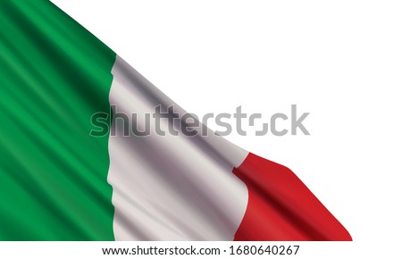 The realistic flag of Italy isolated on a white background. Vector element for Tricolour Day, Liberation Day, Republic Day, Anniversary of the Unification of Italy, National Unity and Armed Forces Day