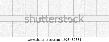 Collection of elegant seamless white pattern vector background.