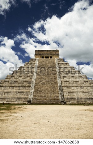 main steps to the great pyramid in Mayan capital Chichen Itza, Mexico