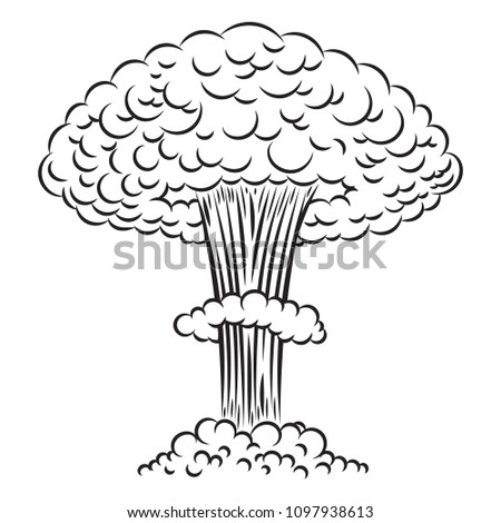 Comic style nuclear explosion on white background. Design element for poster, card, banner, flyer. Vector illustration