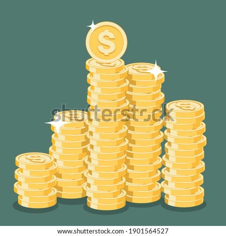 Set of cent coins in flat style. Design element for poster, card, banner, flyer. Vector illustration