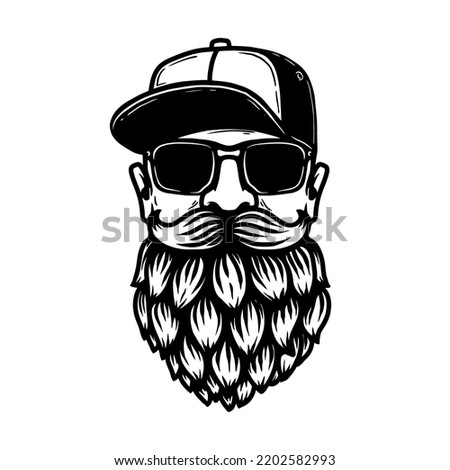 Head with beer hop beard. Vector illustration