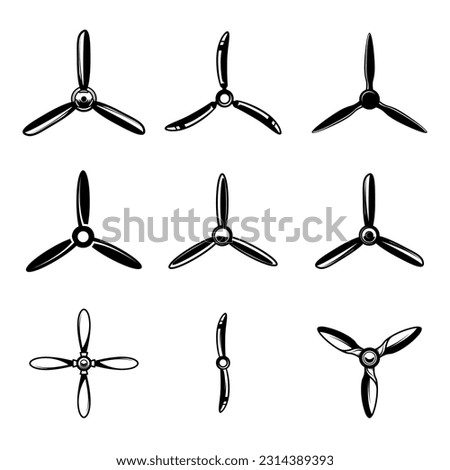 A collection of vector illustrations of airplane propellers. Perfect for aviation-themed designs. Use them for posters, logos, websites, and more