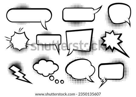 Comic speech bubbles icons collection of cloud oval rectangle and jagged shape.Vector illustration.