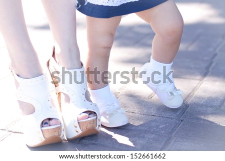 Fashion shoes of mother and daughter