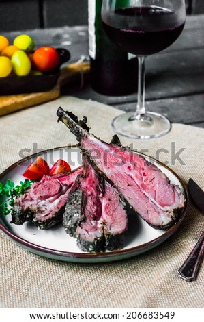 Closeup of grilled lamb chops
