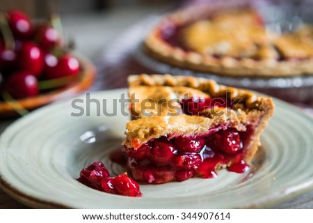 Similar – Image, Stock Photo Sliced blueberry pie. Lattice crust cake top view
