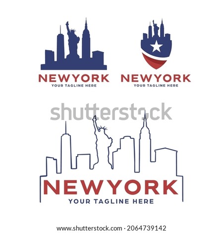 Collection of New York skyline logo design template with white background