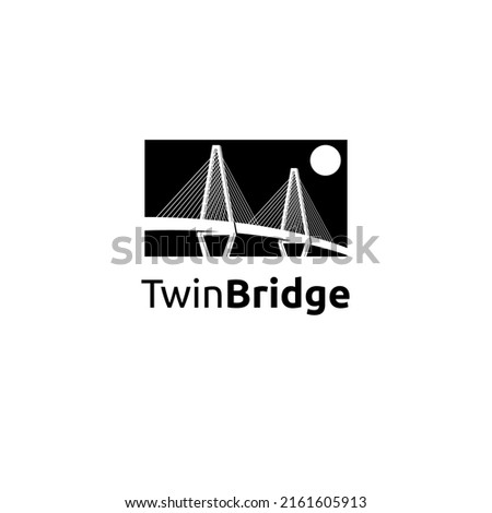 Twin bridge logo design template