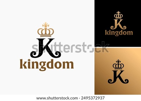 Kingdom Logo: Letter K embodies a fortress, symbolizing strength and unity, ideal for businesses representing stability and authority. Layered EPS Vector