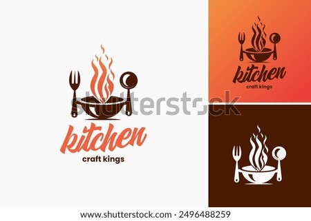 Kitchen Craft King Logo Design Template: Exudes culinary excellence, perfect for kitchenware brands or cooking enthusiasts. Layered EPS Vector