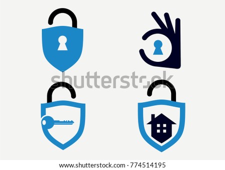Lock Security Logo Set Template Design Vector, Emblem, Design Concept, Creative Symbol, Icon