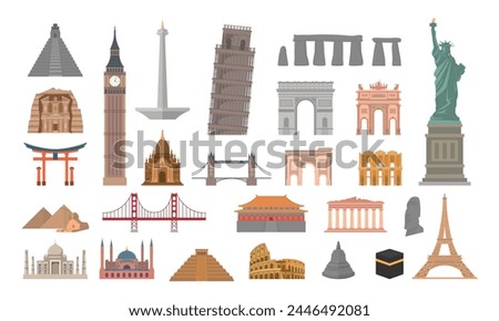 countries of the world vector logo design template. architecture, monument or landmark icon. Famous Building of world