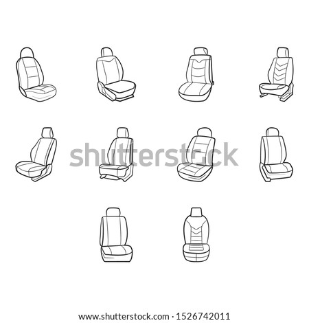 Car seat line icon set. Car armchair vector illustration isolated on white