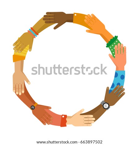 Friendship, partnership hands. Flat icon design. Vector illustration