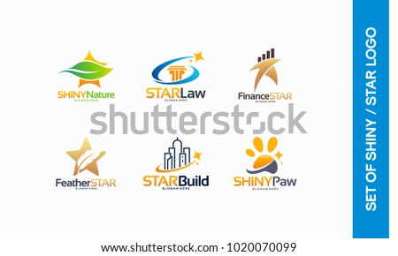 Nature Star logo, Star Law designs, Star Finance, Feather Star logo, Building, Shiny Paw logo designs vector