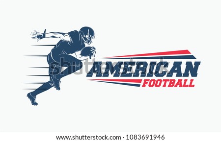 Running American football player logo silhouette, American Football logo