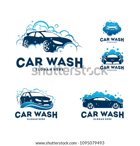 set of Car Wash logo designs concept vector, Automotive Cleaning logo template