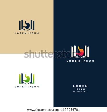 Stomach Logo designs, Stomach Education logo, Book logo template