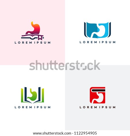 Set of Stomach Logo designs, Stomach Education logo, Book logo template