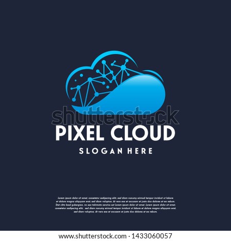 Modern Pixel Cloud logo designs concept vector, Cloud Tech logo template, Technology logo symbol icon template