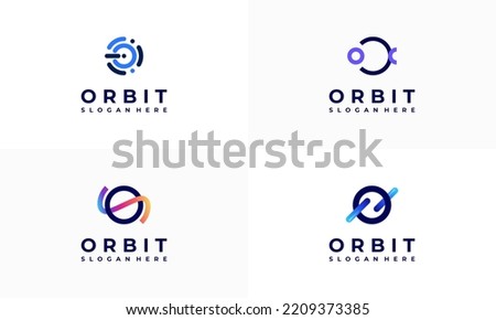 Set of Planet Orbit Logo designs concept vector, Space orbital planetary Logo designs symbol