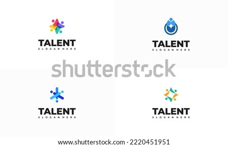 Set of Talent Logo designs concept vector, Rising Star Logo designs template, Reaching Star logo symbol