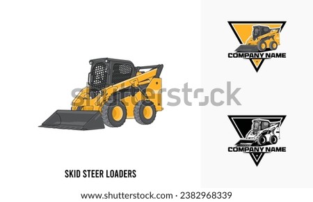 skid steer Loaders heavy equipment illustration, skid steer Loaders heavy equipment Logo Badge Template vector