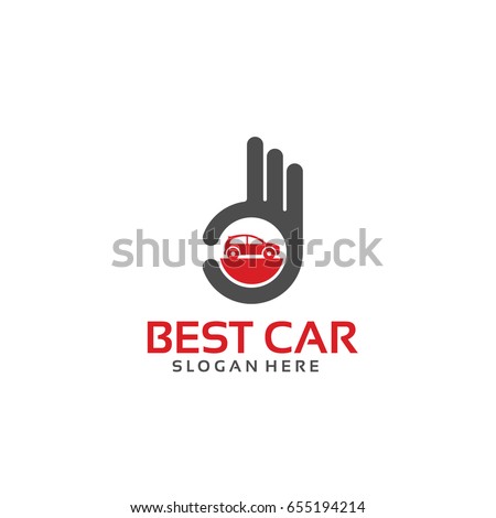 Best Car Logo Template with Hand Gesture vector illustration