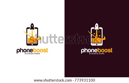 Modern Phone Booster logo with rocket symbol, Elegant Fast Phone logo template vector