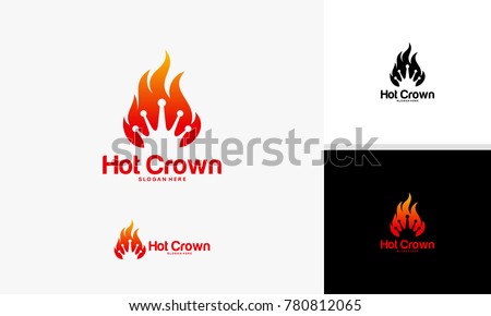 Hot Crown logo designs concept, Fire Crown logo template vector, Crown logo designs