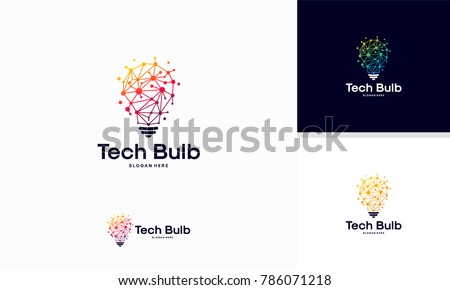 Modern Tech Bulb logo designs concept, Pixel Technology Bulb Idea logo template