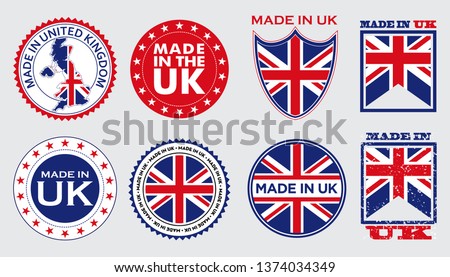 set of made in united kingdom label for retail product or fabric items. easy to modify