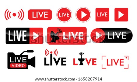 set of live streaming icon or live broadcasting online concepts. eps 10 vector