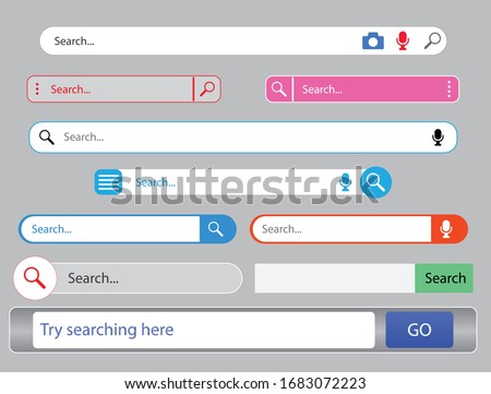 set of search bar or search boxes ui interface for website.  