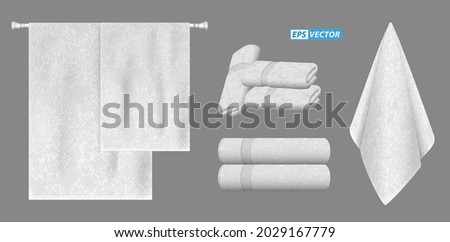 set of realistic white towel isolated or stacked towel for luxury hotel or hospital or perfumed towel in resort and spa. eps vector