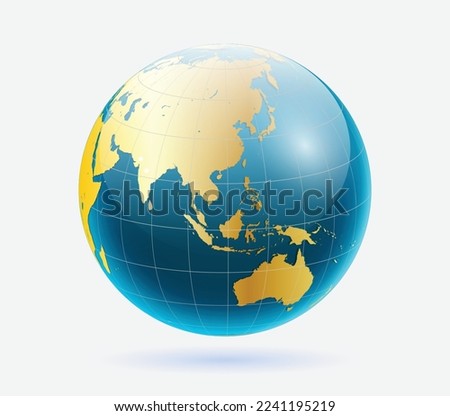 set of realistic earth globe glossy isolated. 