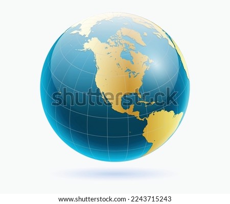 set of realistic earth globe glossy isolated.