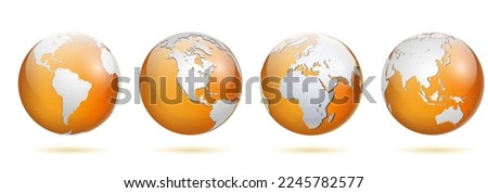 set of realistic earth globe glossy isolated. 