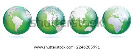 set of realistic earth globe glossy isolated. eps vector
