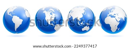 set of realistic earth globe glossy isolated. 