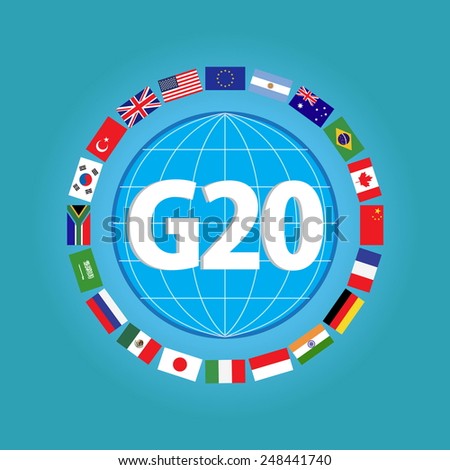 G20 country flags or flags of the world (economic G20 country flag) illustration