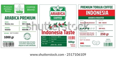 Indonesian Coffee Labels template simple flat style in cmyk mode with two tone color.
