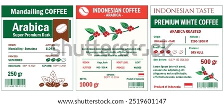 Indonesian Coffee Labels template simple flat style in cmyk mode with two tone color.