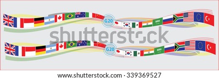 G20 countries flags or flags of the world (economic G20 countries flag) illustration . easy to modify