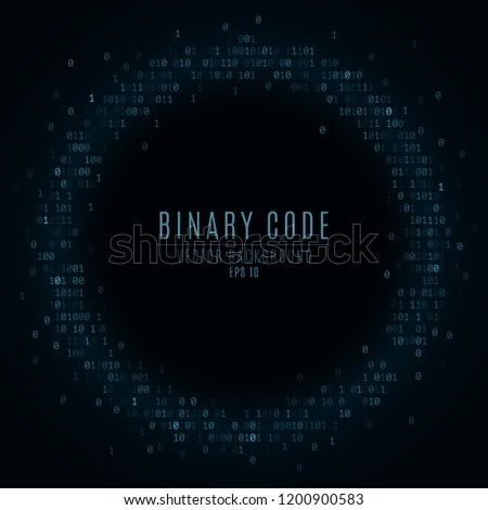 Binary code. Abstract banner. Falling blue glowing numbers. Global network. High technologies, programming, sci-fi. Hacking system. Vector illustration EPS 10