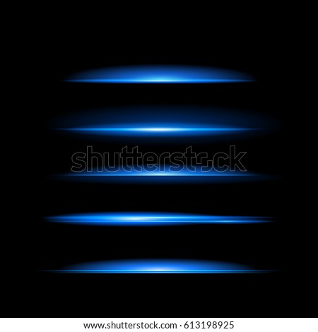 Bright blue glowing lines in the dark. Neon modern stripes on a black background. Vector illustration of a night scene